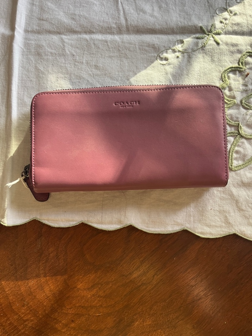 COACH Dusty Rose Leather Zip Wallet